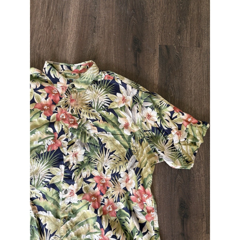 Tori Richard Honolulu Mens 2XL Hawaiian Shirt Palm Tree Flower Print Cotton